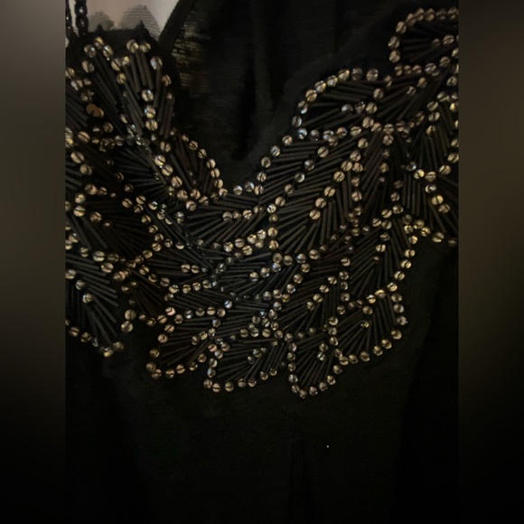 Free People Black Beaded Double Strap Tank Top Size Woman’s Small - Picture 2 of 9